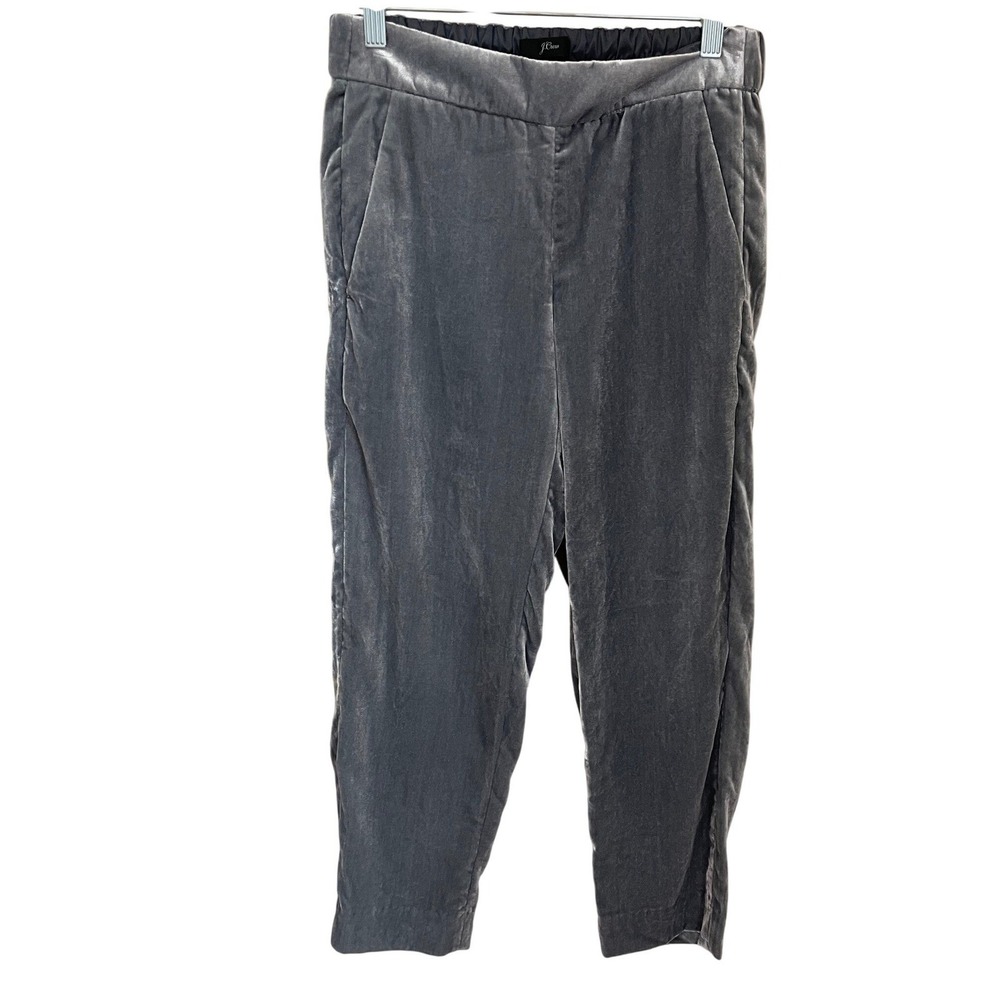 J.Crew Velvet Pull On Easy Pant Silver Gray Size 0P Petite Winter Holiday Glam